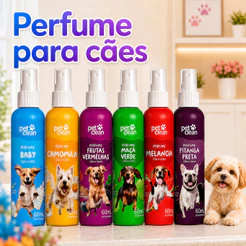 Perfume Colônia Pet Perfume Para Cachorro Cães e Gatos 60ml Perfume Cheiroso Para Animais