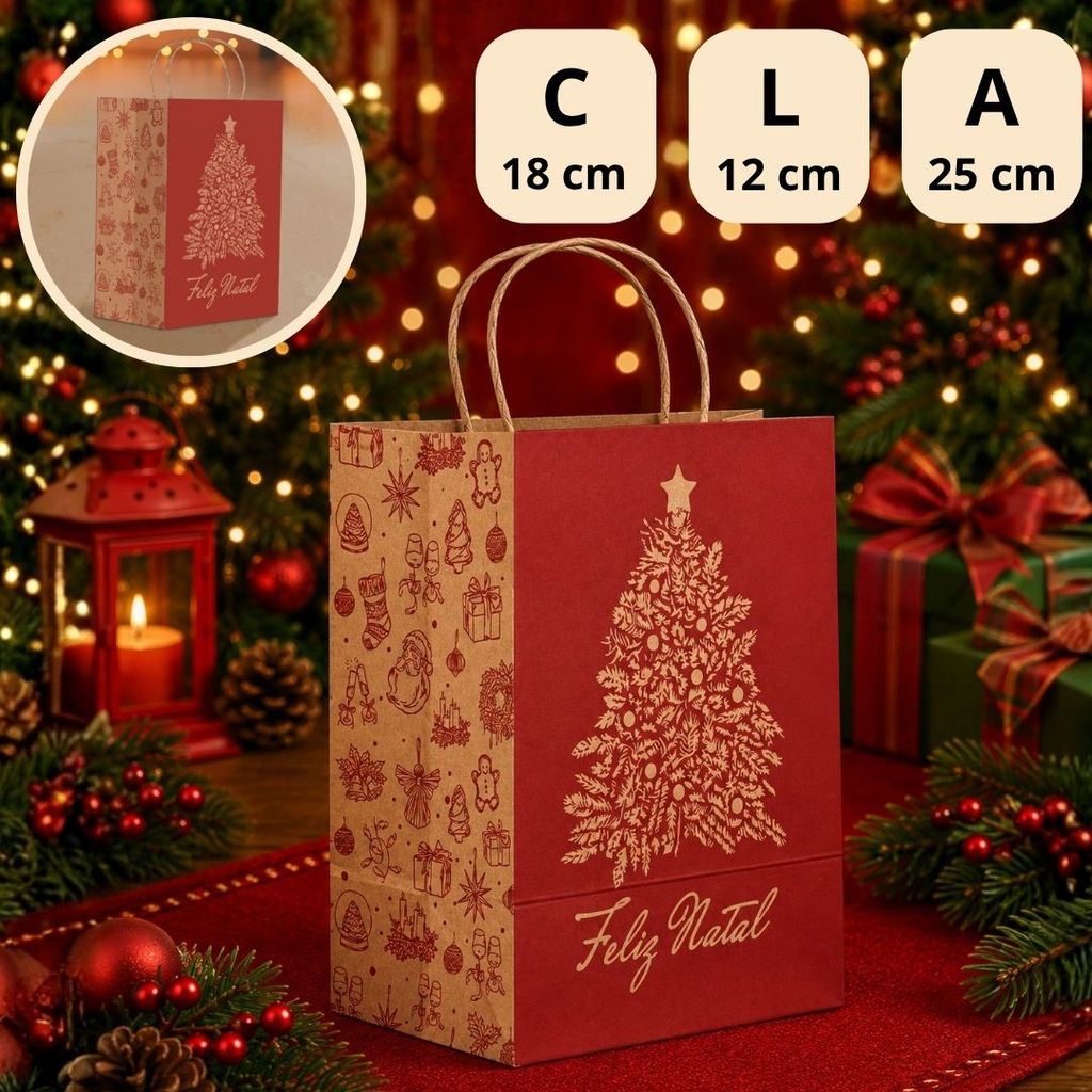 10 SACOLA P/ PRESENTE DE NATAL PP 18X12X25 6289 ( NATAL IDEIA 2026) · foto 2