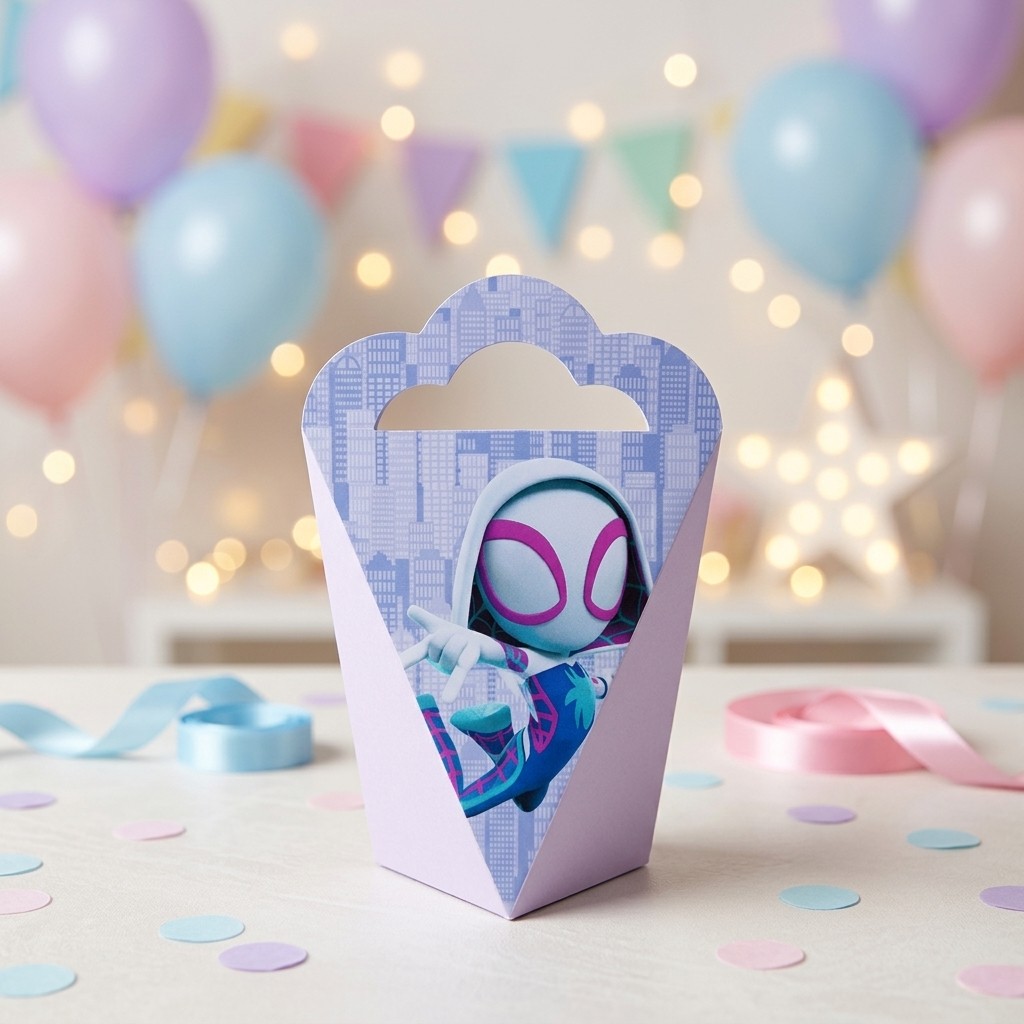Caixa Coração Mulher Aranha Spidey - Kit Festa para Decoração e Lembrancinha de Aniversário