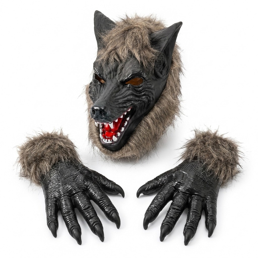 Máscara Festa Halloween Lobo Com Luvas Garras