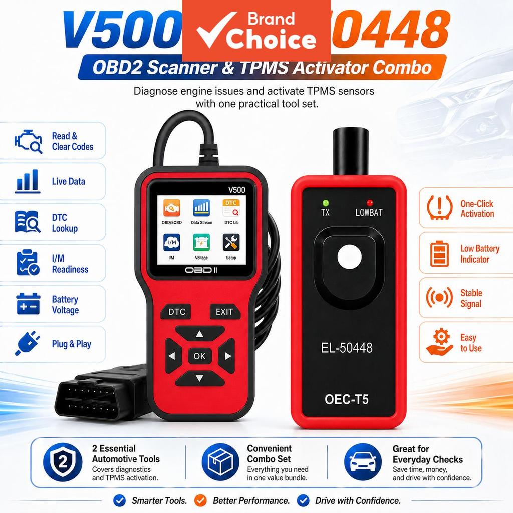 V500 Obd2 Scanner Tpms Reaprender Ferramenta 2 Pçs Kit Leitor De Código Falha Do Motor Dtc Borracha Fluxo De Dados Ao Vi