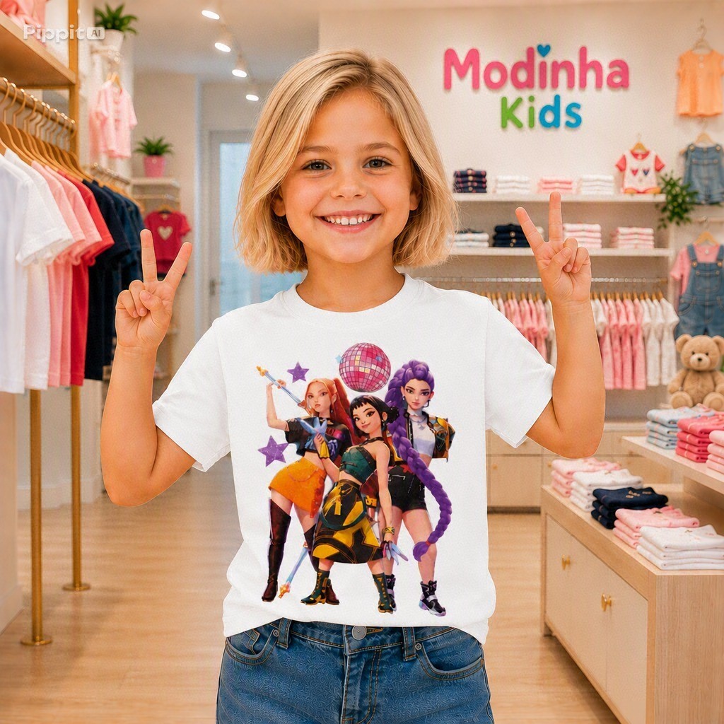 Camiseta Infantil Feminina para Menina Estilosa Confortável e Linda para o Dia a Dia