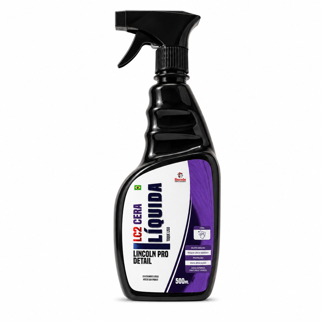 Lincoln Cera Líquida LC2 500ml Brilho Intenso Toque Liso Proteção UV Fácil Aplicação para Pintura e Vidros Automotivos