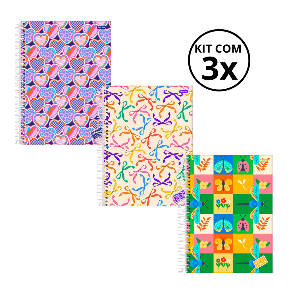 Kit 03 Cadernos Universitário 15 Matérias 240 Folhas Stella - Jandaia