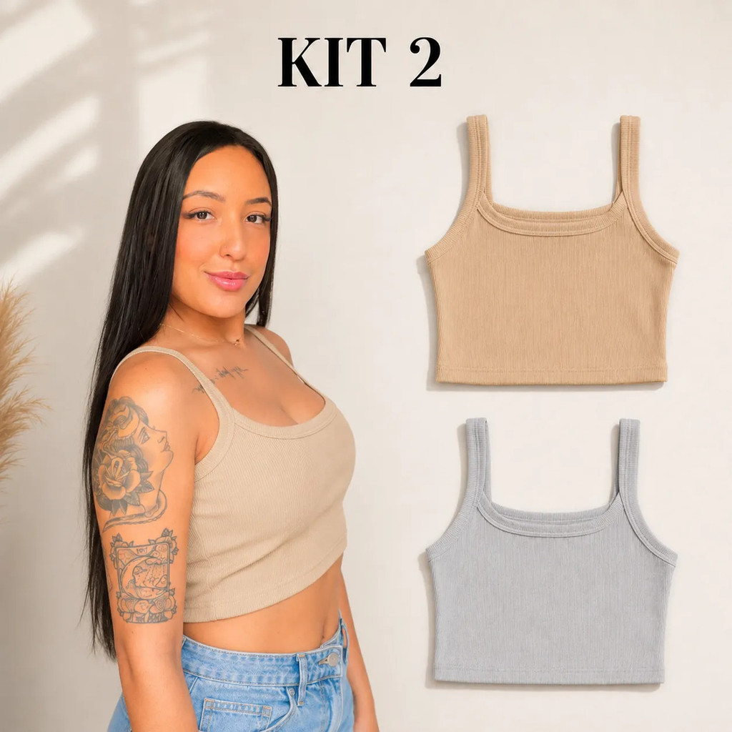 Kit 2 Regata Top/cropped Femenina Canelada Forrada Basic Mod