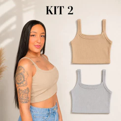 Kit 2 Regata Top/cropped Femenina Canelada Forrada Basic Mod