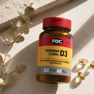 Vitamina D 2000 UI 60 Cápsulas D3 Colecalciferol Suplemento Vitamínico FDC Marca…
