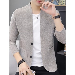 K Cardigan de malha masculino estilo fino 2026 primavera outono novo estilo All-match terno fino-ajuste jaqueta camisola
