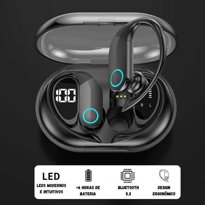 Fone De Ouvido Esportivo Bluetooth G37 Com Toque Inteligente Ergonômico Case Com Display Led