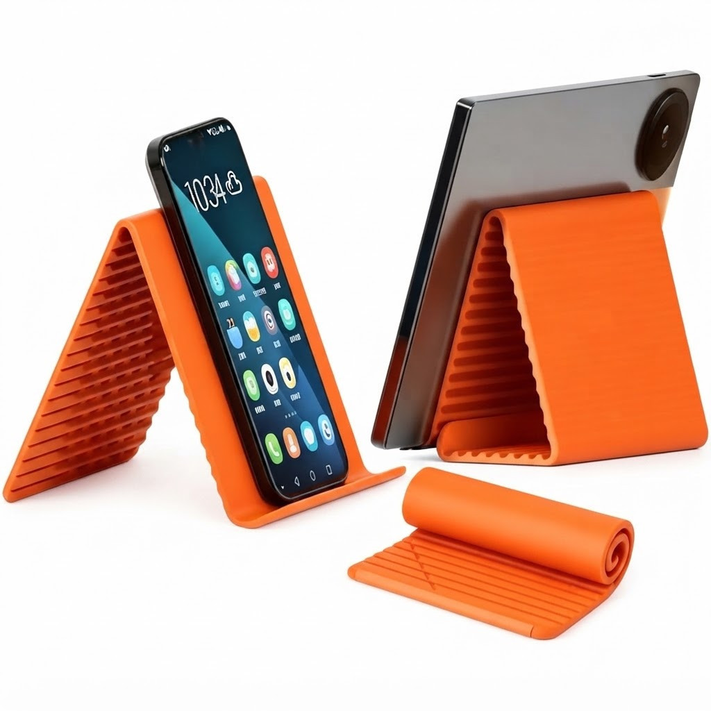 Suporte para Celular e Tablet Flexível e Dobrável de Mesa | Design Inovador, Resistente e Prático para Viagens