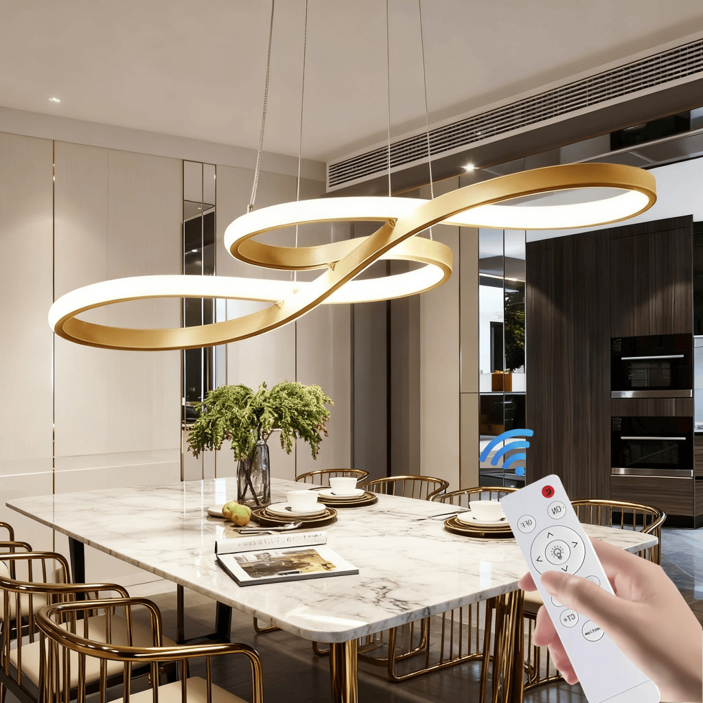 Lustre Moderno Dourado 75cm 3 Cores De Luz Pendente Dourado e Preto Para Sala Sala de Estar 110V-220V