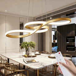 Lustre Moderno Dourado 75cm 3 Cores De Luz Pendente Dourado e Preto Para Sala Sala de Estar 110V-220V