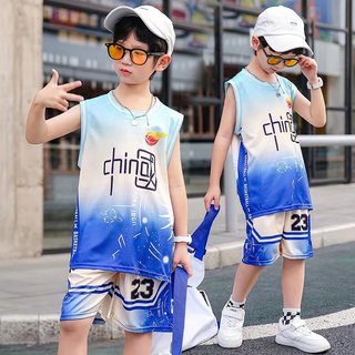 Meninos verão roupas infantis uniforme de basquete estilo chinês terno esportivo de manga curta crianças de secagem rápi