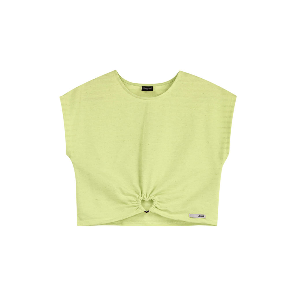Blusa Cropped Juvenil Menina Com Argola Beats Verde