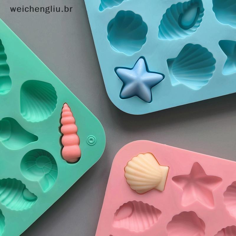 # weicheng 16 Cavidade Concha Estrela Do Mar Moldes De Silicone Oceano Molde DIY Pudim Grade De Gelo Doces Chocolate Bol