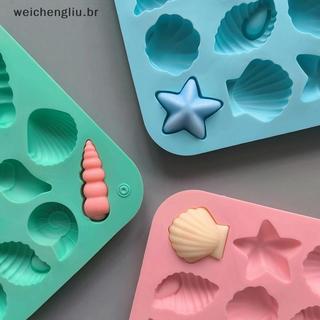 # weicheng 16 Cavidade Concha Estrela Do Mar Moldes De Silicone Oceano Molde DIY Pudim Grade De Gelo Doces Chocolate Bol