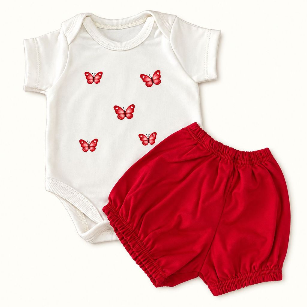 Conjunto bebê menina - body estampado manga curta e shorts Duds baby — imagem 2 de 2