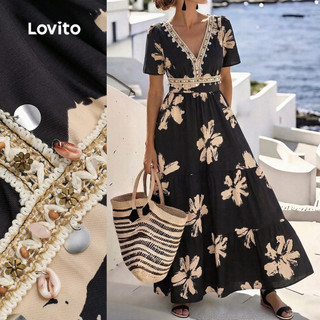 Lovito Vestido Boho com Padrão de Borla para Primavera/verão Feminino DRBR37BR055