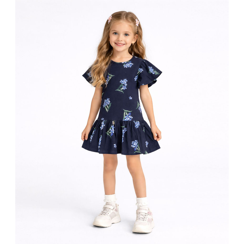 Vestido Infantil em Cotton Leve Trick Nick Azul