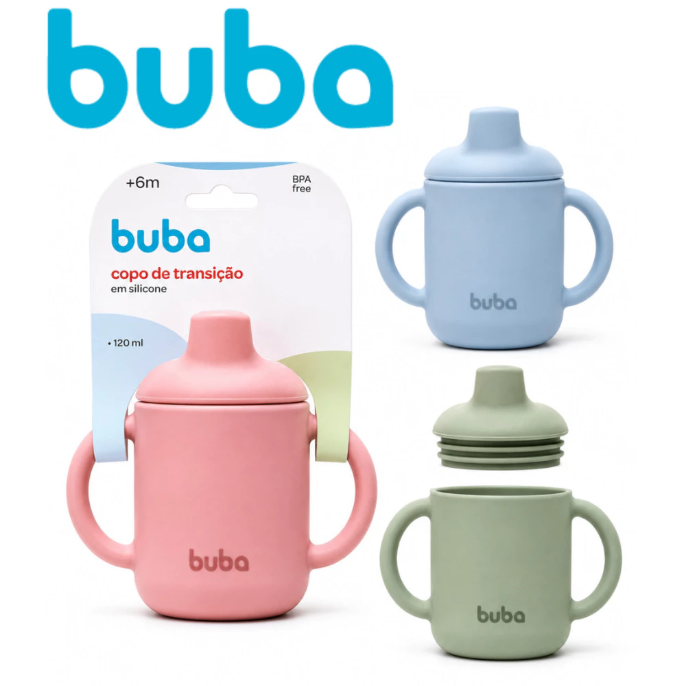 Copo Treinamento Transição Em Silicone Buba Copo 120ml Bebê Com Alças Bico Lançamento Infantil