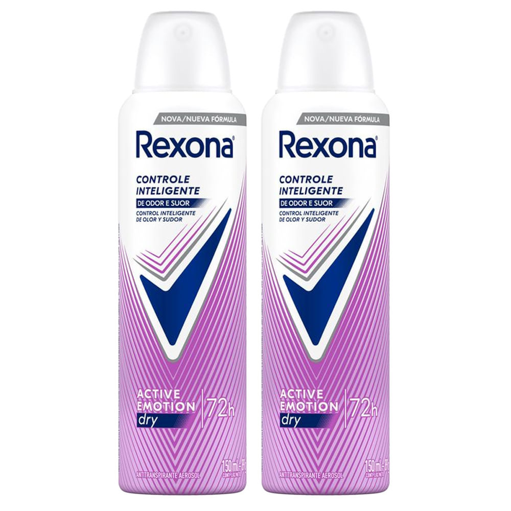 Kit Desodorante Aerosol Rexona Active Emotion 150ml - 2 unidades