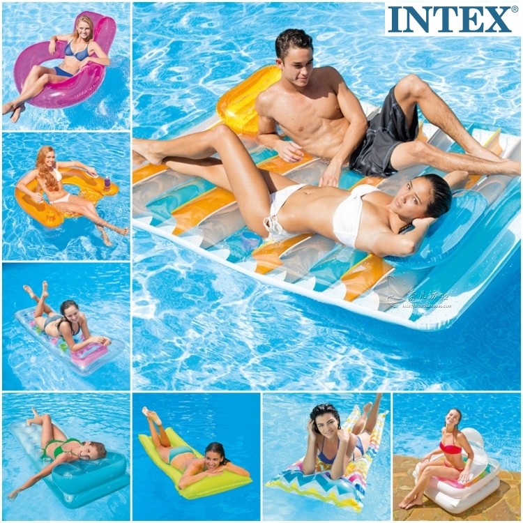 Genuíno INTEX água inflável flutuante fileira cama flutuante surf reclinável deriva anel de natação montagem adulto engr