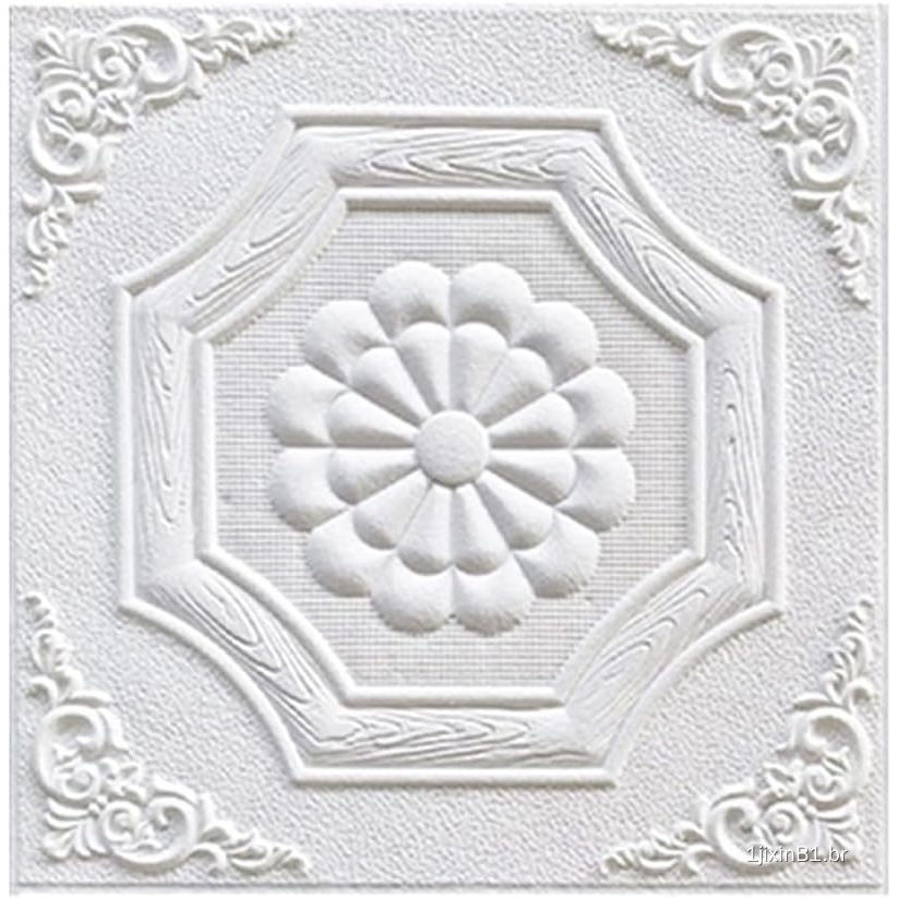 ECYC Ltd 10 Peças Painéis De Parede De Espuma Branca Descascados E Colados Papel 3D Telhas De Teto Autoadesivas Cobertur