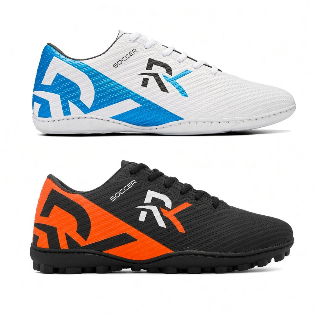 Kit 2 Pares Chuteira Society e Futsal Masculina Leve Resistente Campo Quadra