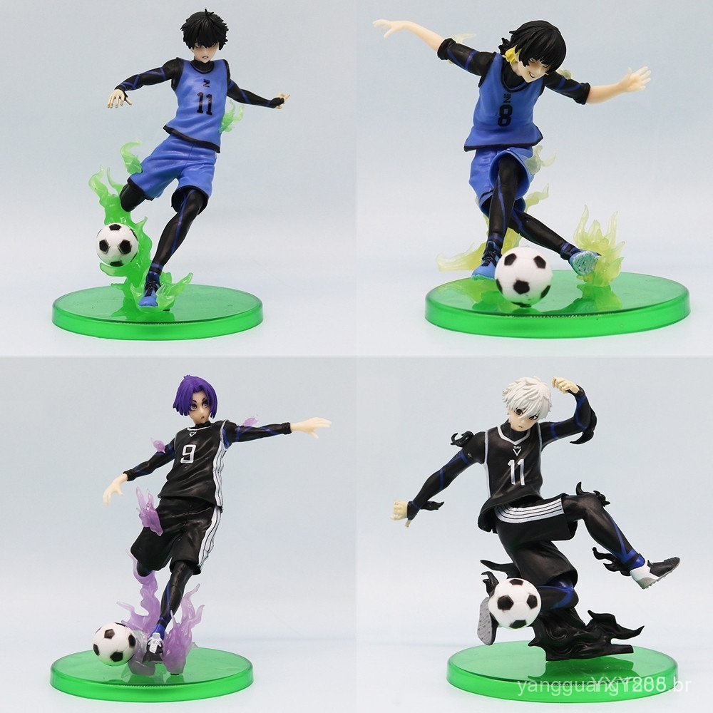 1 peça Anime azul obstáculo personagem Bachira Meguru Isagi Yoichi Naji Seishiro Mikage Leo futebol júnior estátua PVC p