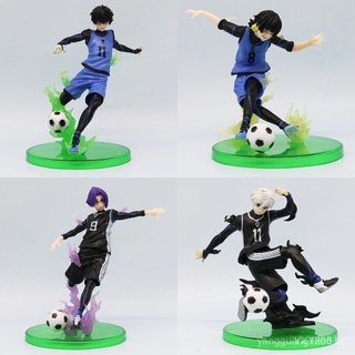 1 peça Anime azul obstáculo personagem Bachira Meguru Isagi Yoichi Naji Seishiro Mikage Leo futebol júnior estátua PVC p