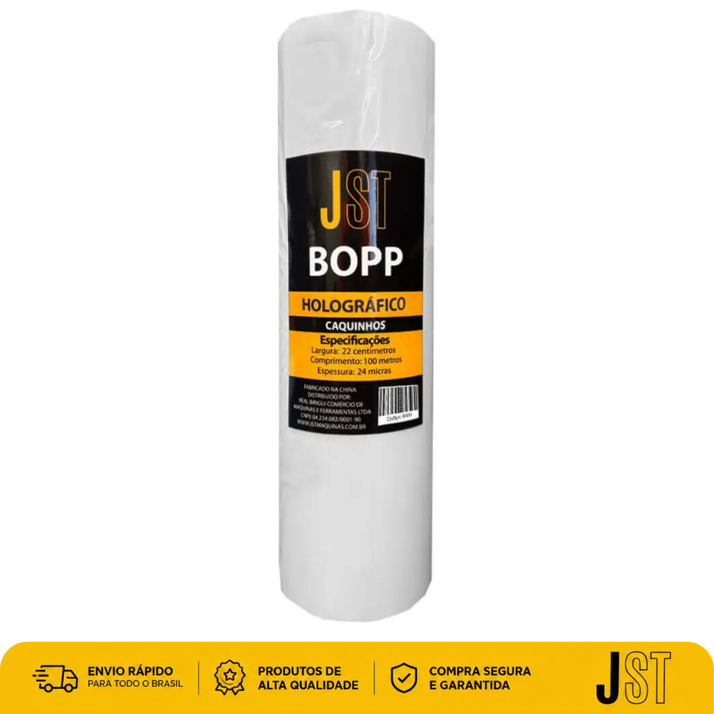 Plástico BOPP Holográfico 3D Caquinhos 22cm x 100m 24 Micras JST Laminação