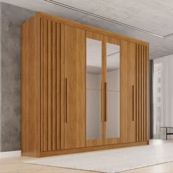 Guarda-Roupa Casal com Espelho 100% MDF 6 Portas 6 Gavetas Granada Premium Marrom/Cinamomo Cinamomo