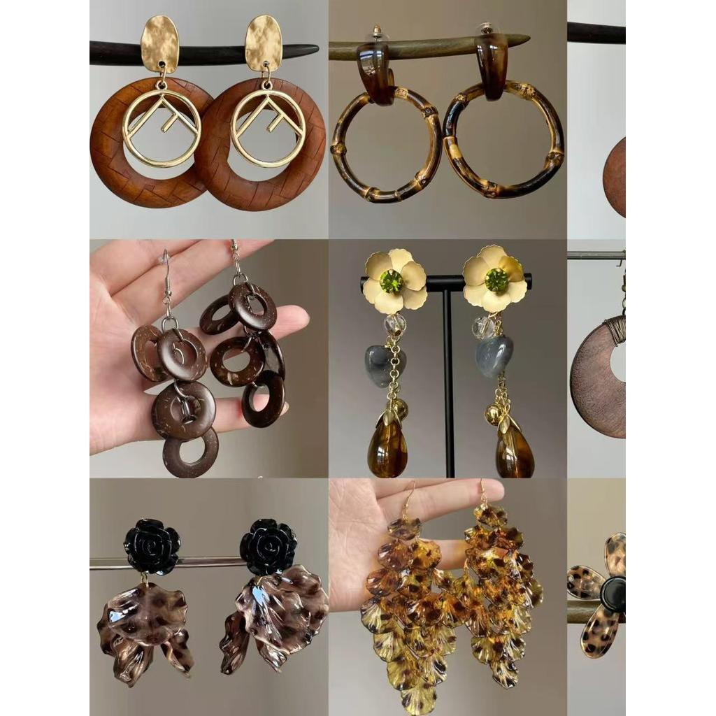 Agulha de prata diamante resina acrílica redonda flor brincos Retro estilo étnico brincos nicho Design brincos femininos