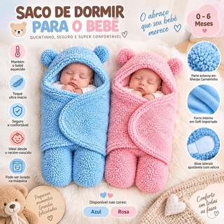 Saco de Dormir Bebe com Sherpa 64cm de Altura Antialergico Menino e Menina