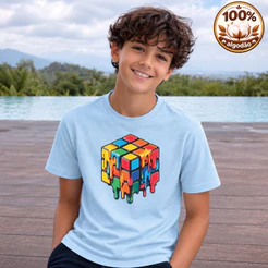 Camiseta Gamer Cubo Mágico Infantil Juvenil 100% Algodão Branca Streetwear, Divertida Jovens Meninas Meninos
