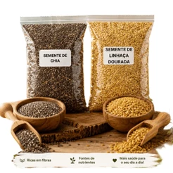 Kit Semente de Chia + Semente Linhaça Dourada Natural Pramium