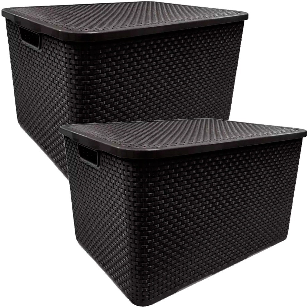 Kit 2 caixas organizadoras com tampa 20 litros - Rattan - Arqplast