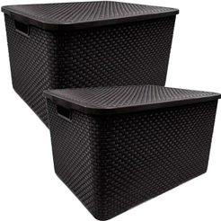 Kit 2 caixas organizadoras com tampa 20 litros - Rattan - Arqplast