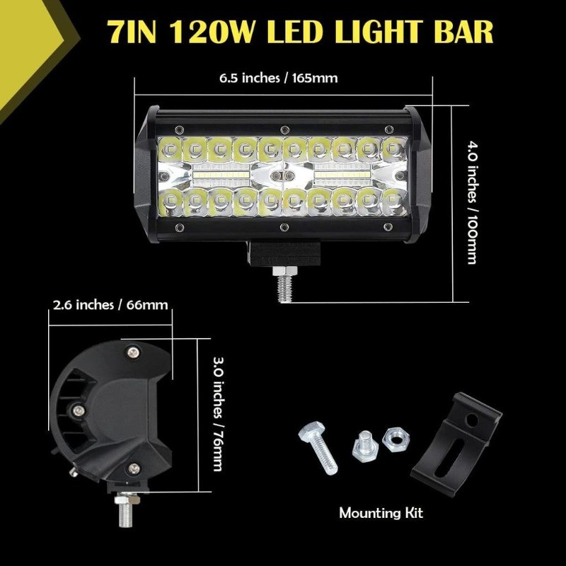Kit 1/2 Farol Barra LED 8D 800W 17cm 12-24V IP68 Branco Frio Farol Auxiliar Automotivo — imagem 2 de 2