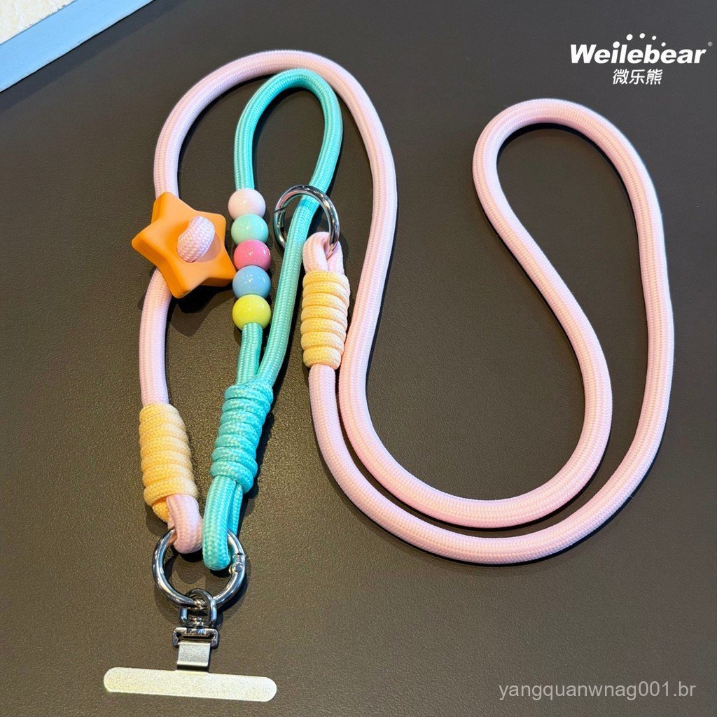 Novo estilo destacável cordão para celular cor corrente cruzada alça multifuncional alça para celular pingente estrela d