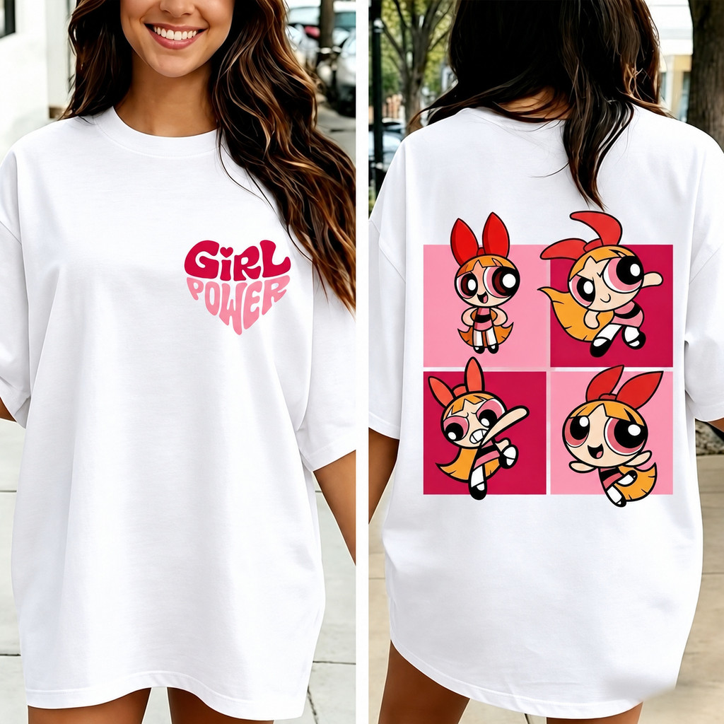 Camiseta Feminina Oversized Meninas Super Poderosas 100% Algodão Streetwear Conforto