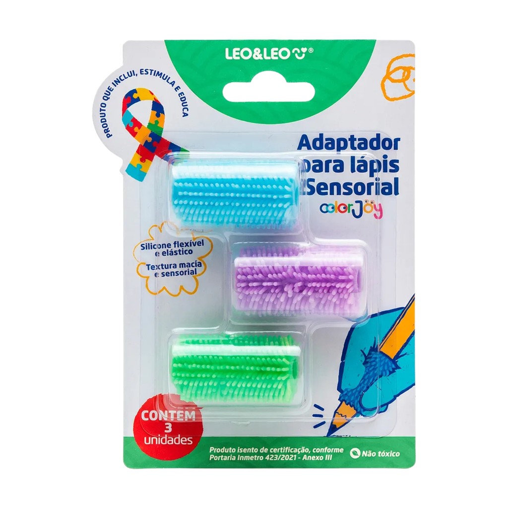 Adaptador de Lápis Sensorial Leonora 3 Unidades Ergonômico e Confortável