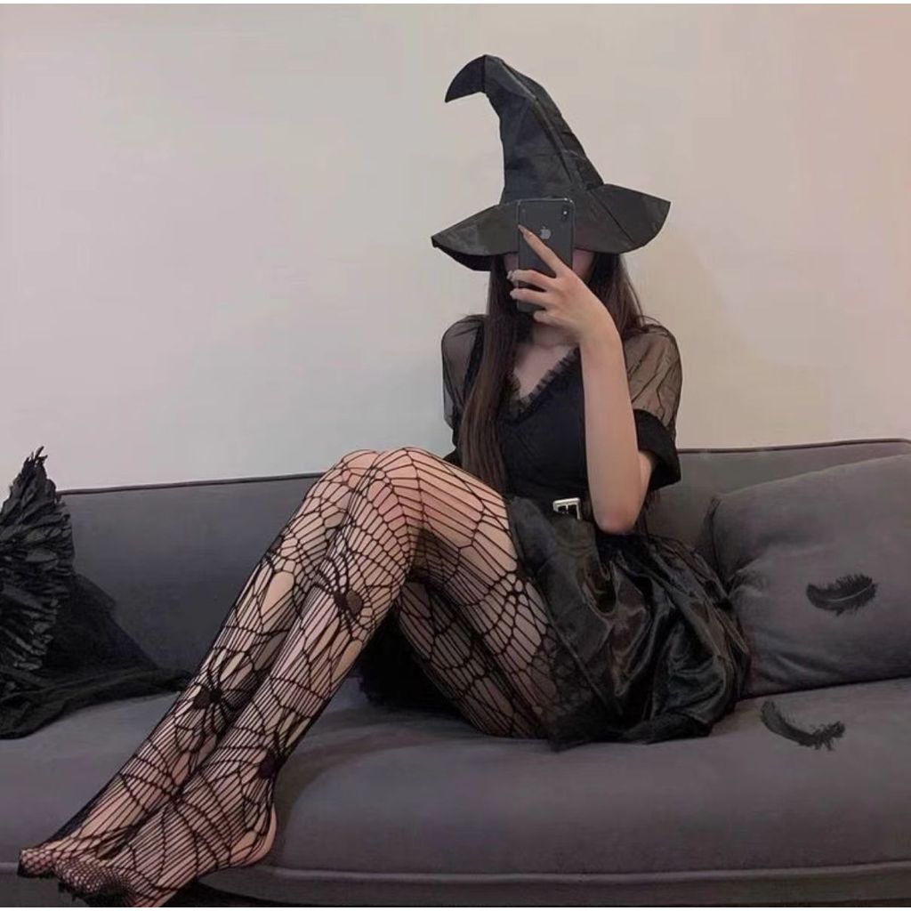 Meias de rede de Halloween aranha, meias Jacquard Ghost Festival malha meia-calça arrastão