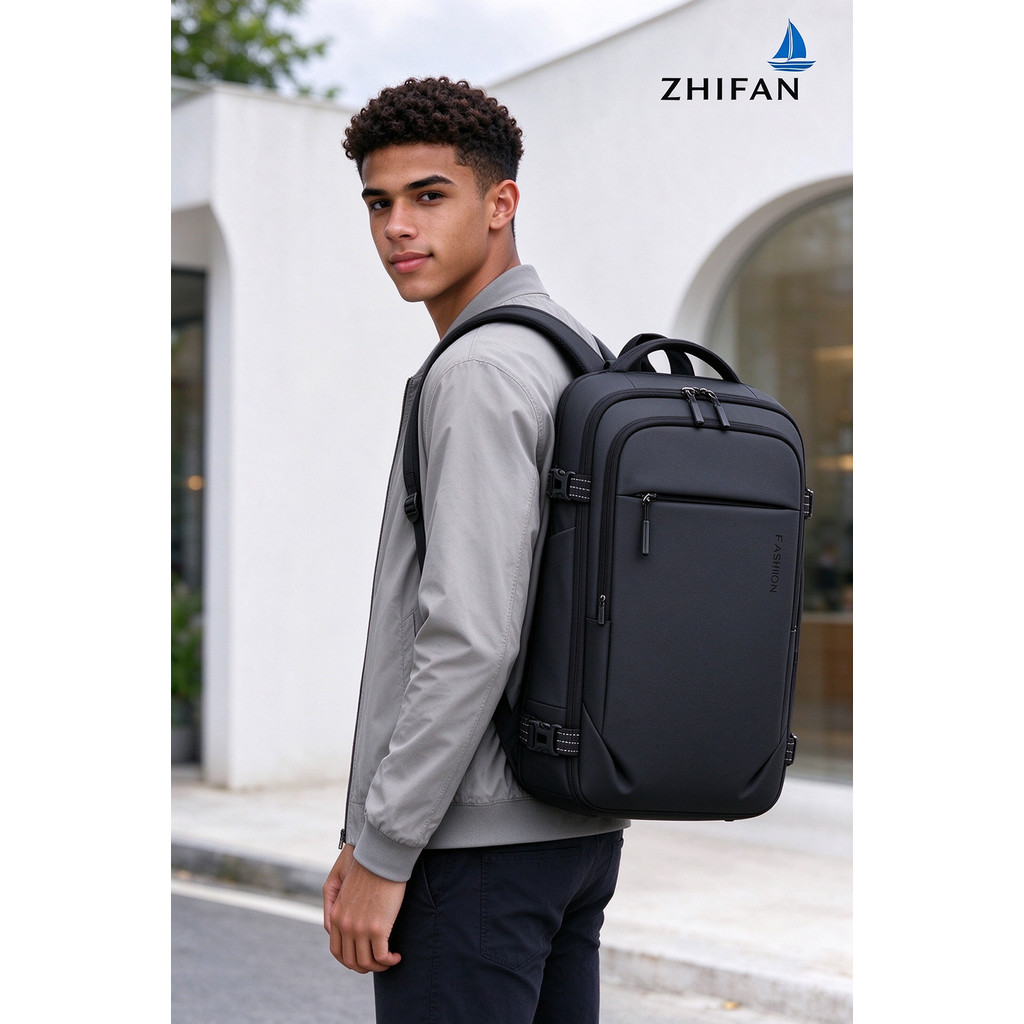 Mochila Masculina Executiva em Revestimento Pele Premium, Resistente à Água, Bolsa para Notebook Trabalho e Viagem