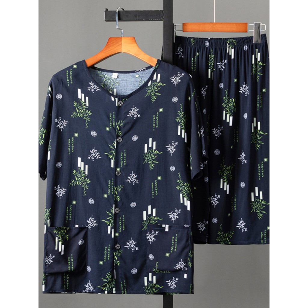 Terno para idosos de meia-idade, pai masculino, verão, manga curta, Tang, Casual, camiseta de fundo, roupas masculinas, 