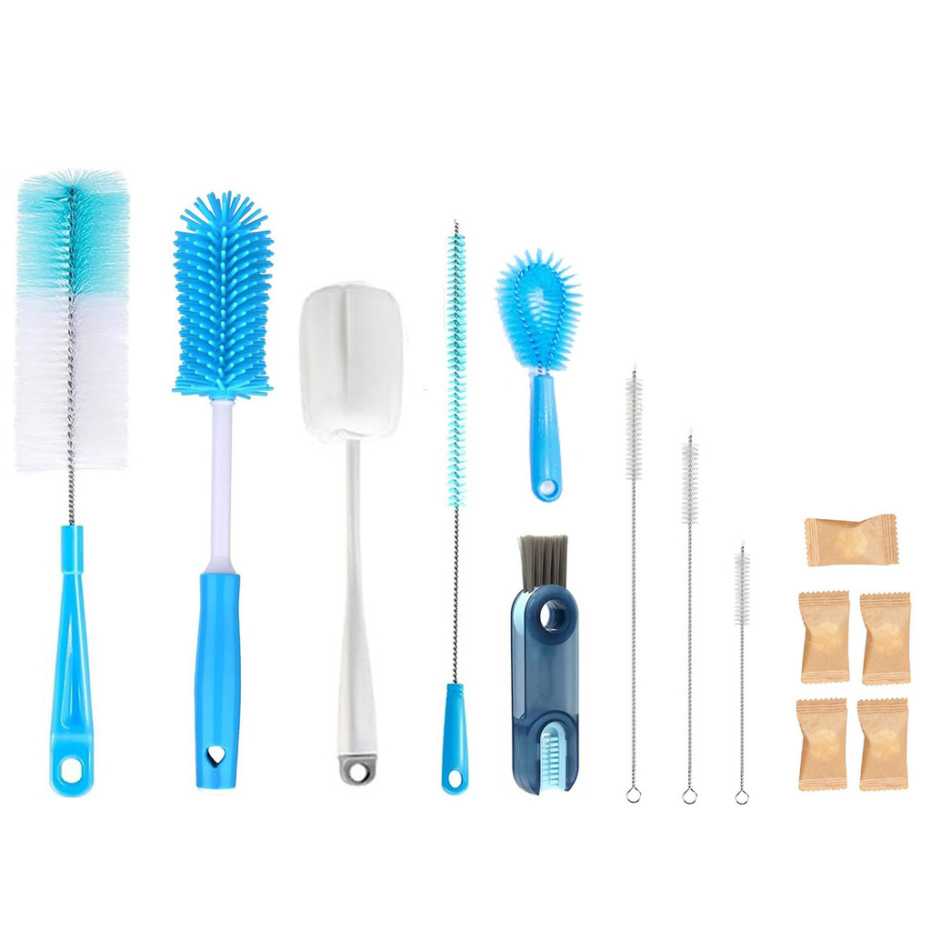 Kit Escovas De Limpeza Multiuso Garrafas Canudos Mamadeiras