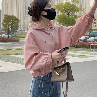 Roupas de proteção solar estilo fino com capuz feminino primavera outono verão novo estilo jaqueta esportiva solta All-M
