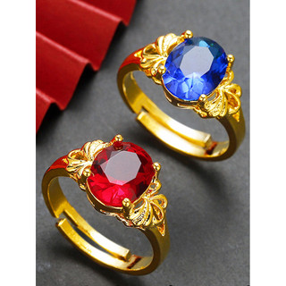 Vietnã areia anel de ouro feminino simulação ouro rubi abertura moda nicho Design não desbota jóias boca viva