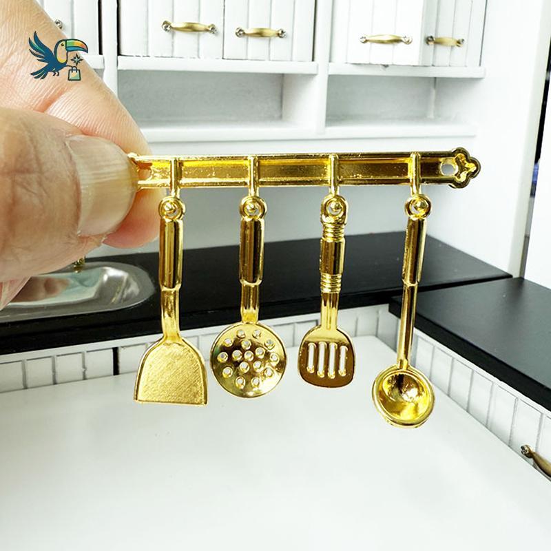 1 Conjunto 1 : 12 Casa De Bonecas Em Miniatura Espátula Colher Com Fenda Modelo Cozinha Decoração Brinquedo Boneca Acess