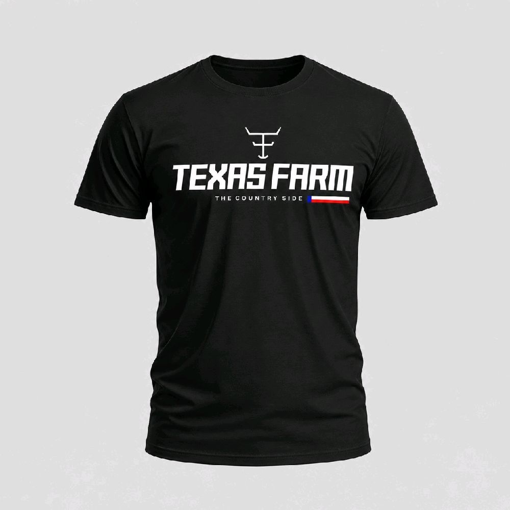 Camiseta Masculina Country Texas Farm Estilo Country 100% Algodão Estampada Country
